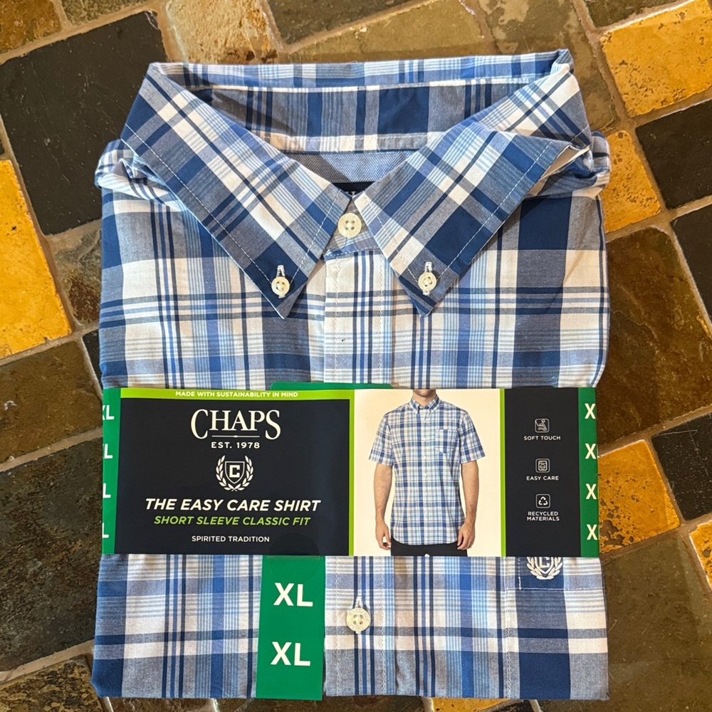 Chaps Classic Blue Plaid Button-Down Shirt